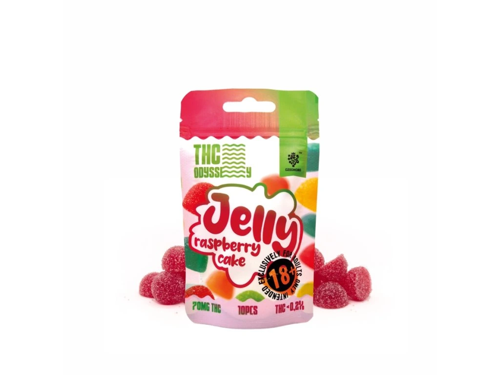 THC vingummi raspberry cake cannabisgodis gummies i påse